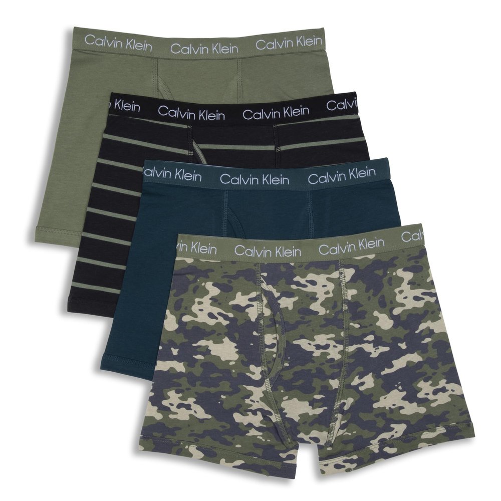 Calvin Klein Boys Modern Cotton Boxer Brief Underwear 4-Pack, Camostripe Pk, X-Small