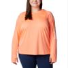 Columbia Women's Tidal Tee Hoodie, Coral Glow/White Logo, 1X Plus view 3