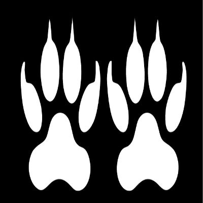 2 at 4 x 3 Wolf Paw Print Vinyl Decal Fun Bumper Sticker, Windows, Cars, Trucks, laptops, etc