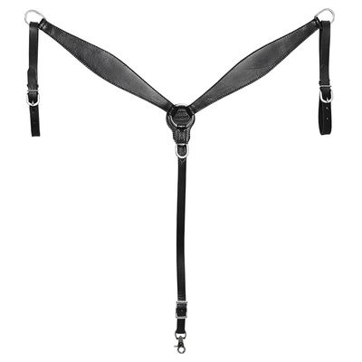 HILASON Western Horse Breast Collar Genuine American Leather Plain Black | for Horses