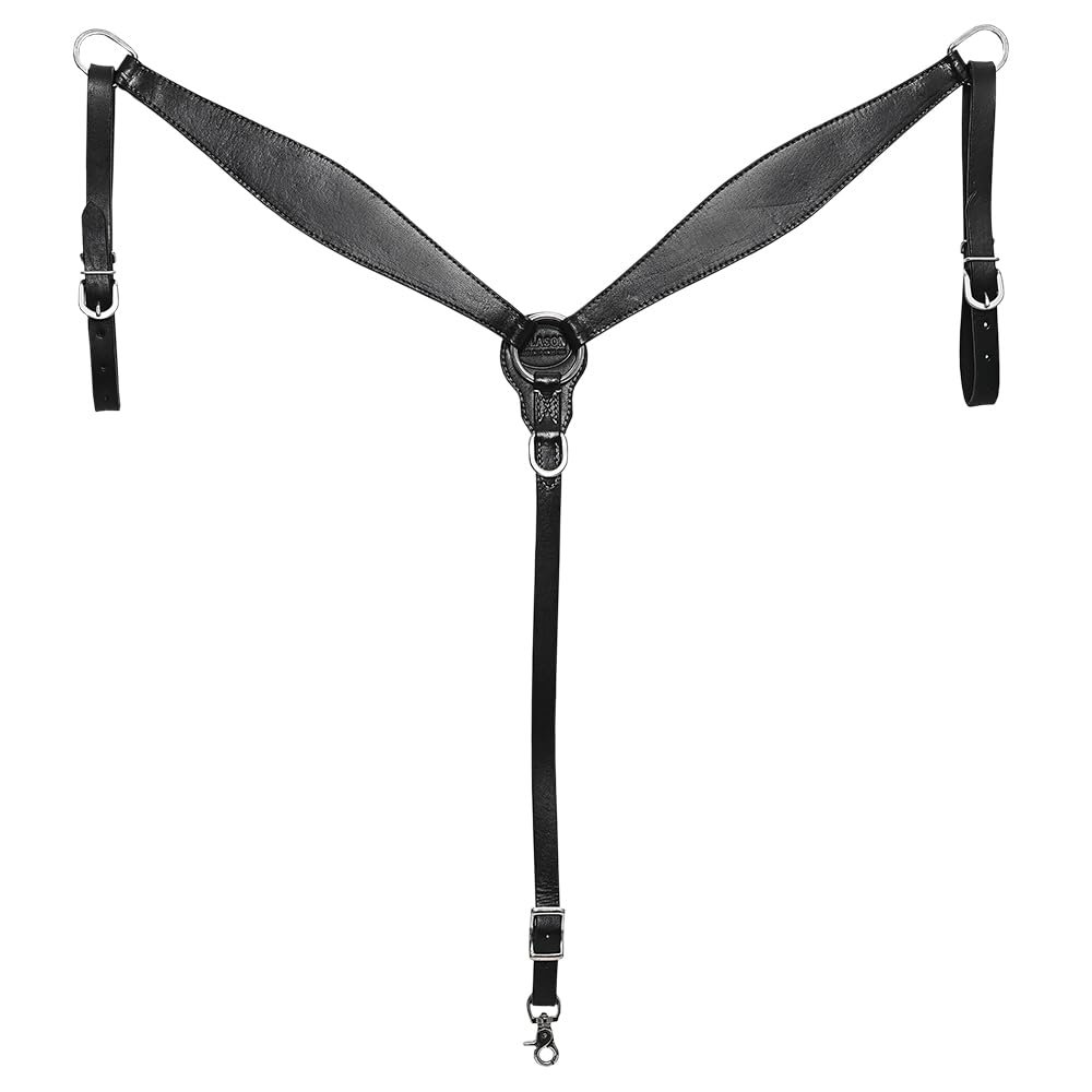 HILASON Western Horse Breast Collar Genuine American Leather Plain Black | for Horses