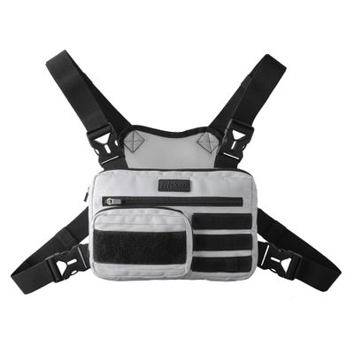 Fitdom Tactical Inspired Lightweight Running Chest Pack For Men With Built-In Phone Holder. A Sports Utility Rig Vest Made For Workouts And Outdoor