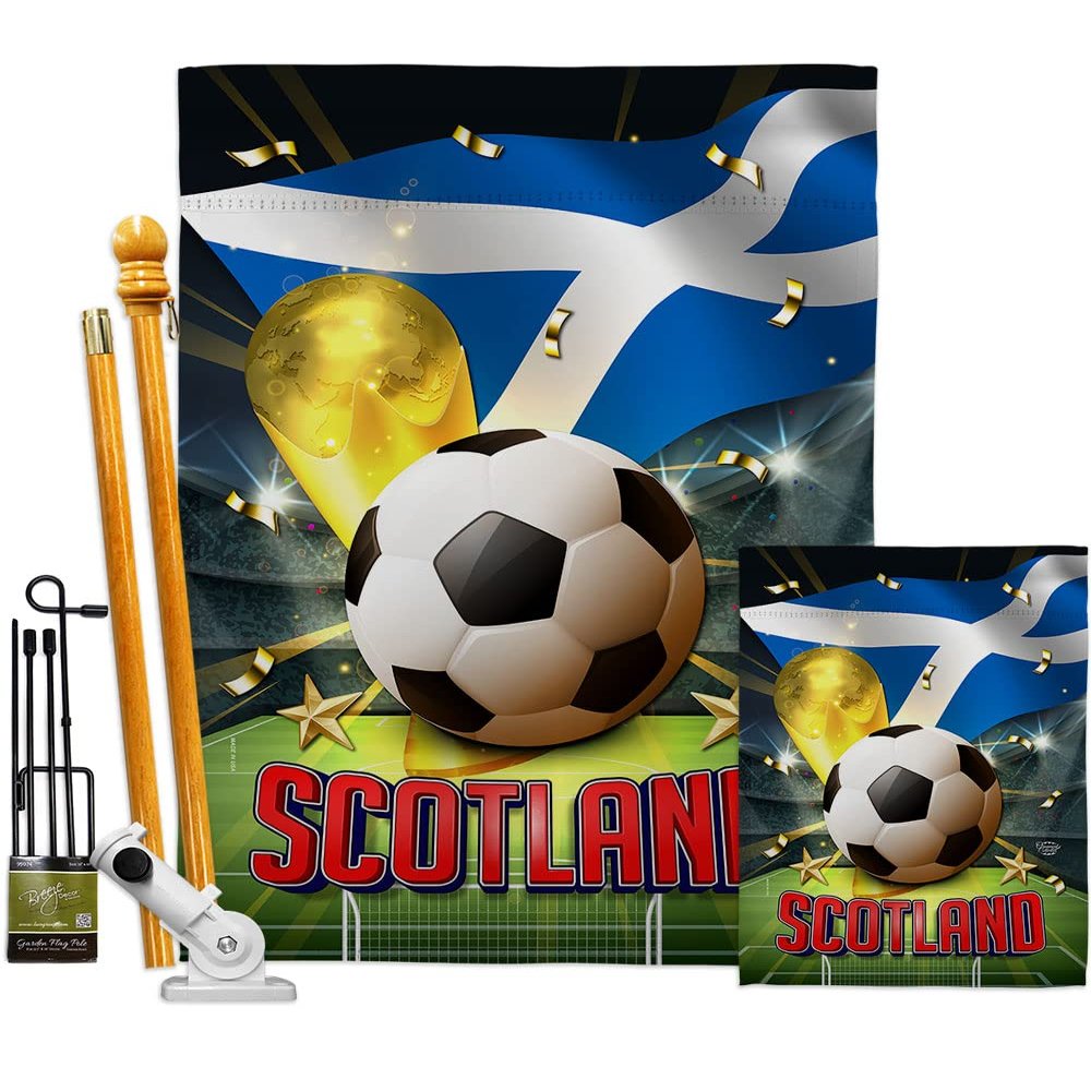 Ornament Collection World Cup Scotland Banner Wall Art Flag Poles for Outside House Stand Outdoor Decorations Garden Tapestry Yard Signs FIFA Team Qatar Trophy Soccer Game Football Gifts, Made in USA