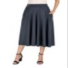 24seven Comfort Apparel Elastic Waist Pleated Pocket Midi Skirt Black view 1