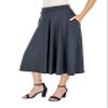 24seven Comfort Apparel Elastic Waist Pleated Pocket Midi Skirt Black view 2