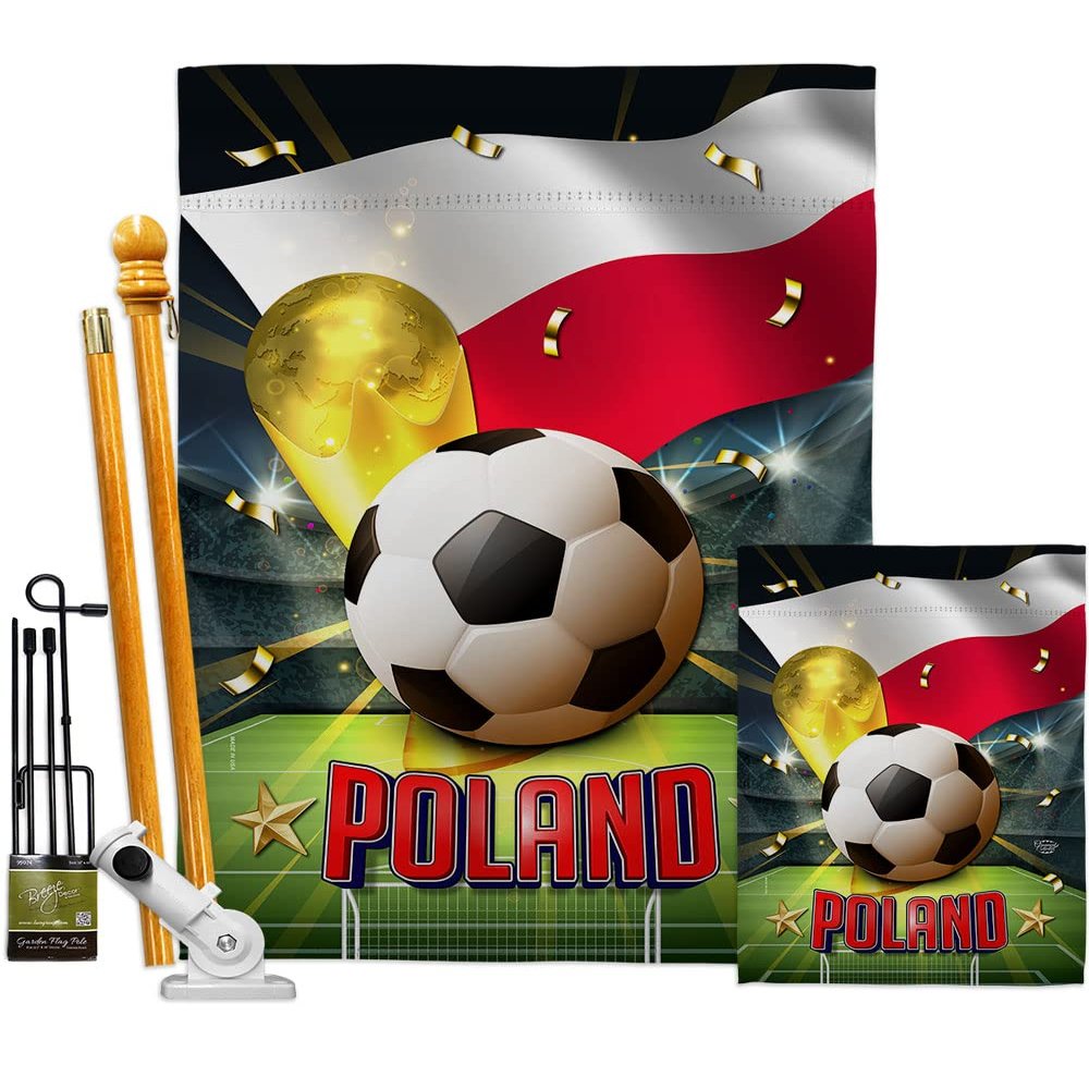 Ornament Collection World Cup Poland Banner Wall Art Flag Poles for Outside House Stand Outdoor Decorations Garden Tapestry Yard Signs FIFA Team Qatar Trophy Soccer Game Football Gifts, Made in USA