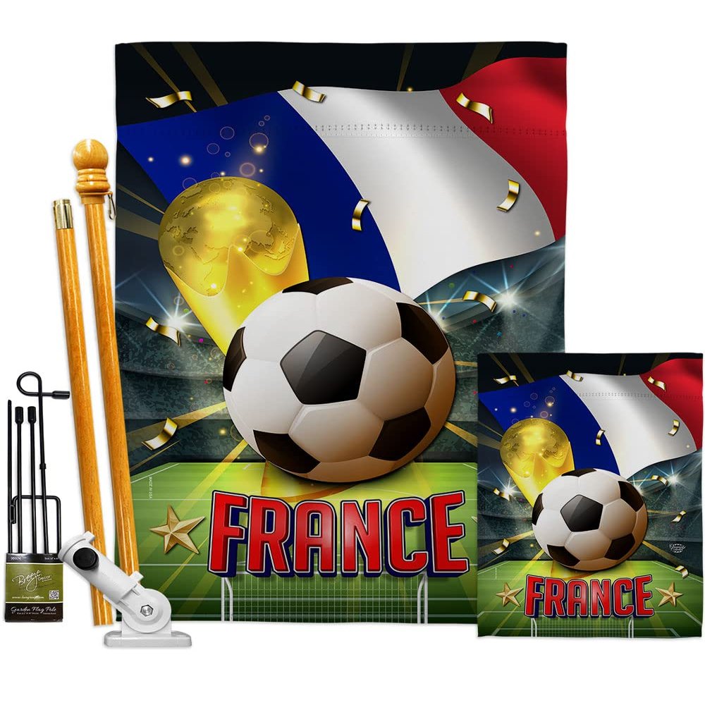 Ornament Collection World Cup France Banner Wall Art Flag Poles for Outside House Stand Outdoor Decorations Garden Tapestry Yard Signs FIFA Team Qatar Trophy Soccer Game Football Gifts, Made in USA