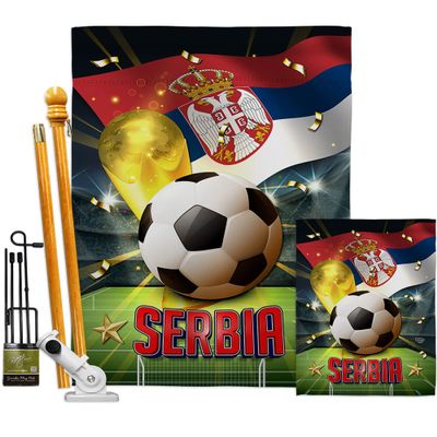 Ornament Collection World Cup Serbia Banner Wall Art Flag Poles for Outside House Stand Outdoor Decorations Garden Tapestry Yard Signs FIFA Team Qatar Trophy Soccer Game Football Gifts, Made in USA