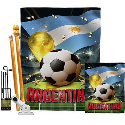 Ornament Collection World Cup Argentina Banner Wall Art Flag Poles for Outside House Stand Outdoor Decorations Garden Tapestry Yard Signs FIFA Team Qatar Trophy Soccer Game Football Gifts, Made In USA