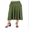 24seven Comfort Apparel Elastic Waist Pleated Pocket Midi Skirt Olive view 1