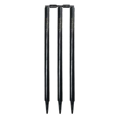 Bratla Cricket wickets with bails - Cricket Stumps Made of Wood, Set of 3 Stumps for Cricket with 2 bails, T20 Cricket Wicket, Cricket Stumps (Black)