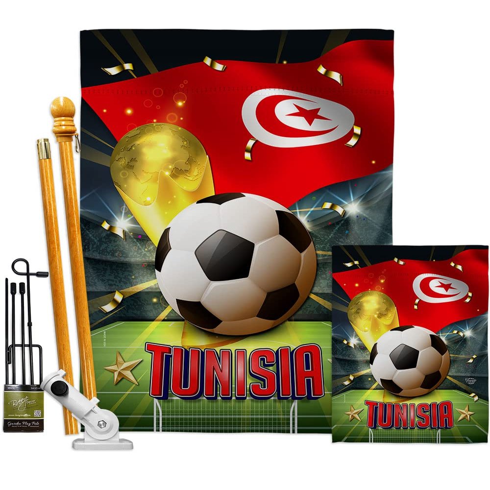 Ornament Collection World Cup Tunisia Banner Wall Art Flag Poles for Outside House Stand Outdoor Decorations Garden Tapestry Yard Signs FIFA Team Qatar Trophy Soccer Game Football Gifts, Made in USA