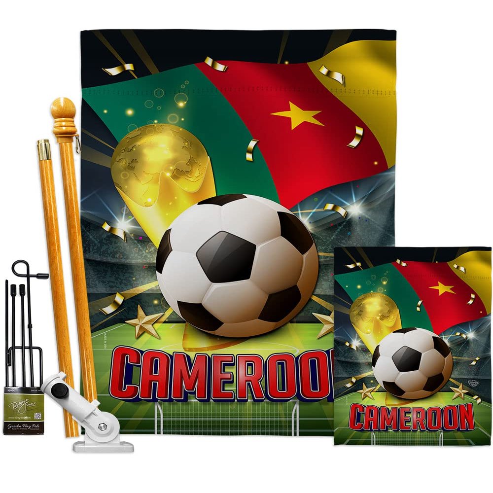Ornament Collection World Cup Cameroon Banner Wall Art Flag Poles for Outside House Stand Outdoor Decorations Garden Tapestry Yard Signs FIFA Team Qatar Trophy Soccer Game Football Gifts, Made in USA