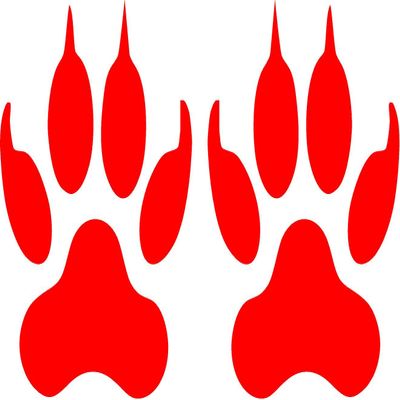 2 at 4 x 3 Wolf Paw Print Vinyl Decal Fun Bumper Sticker, Windows, Cars, Trucks, laptops, etc