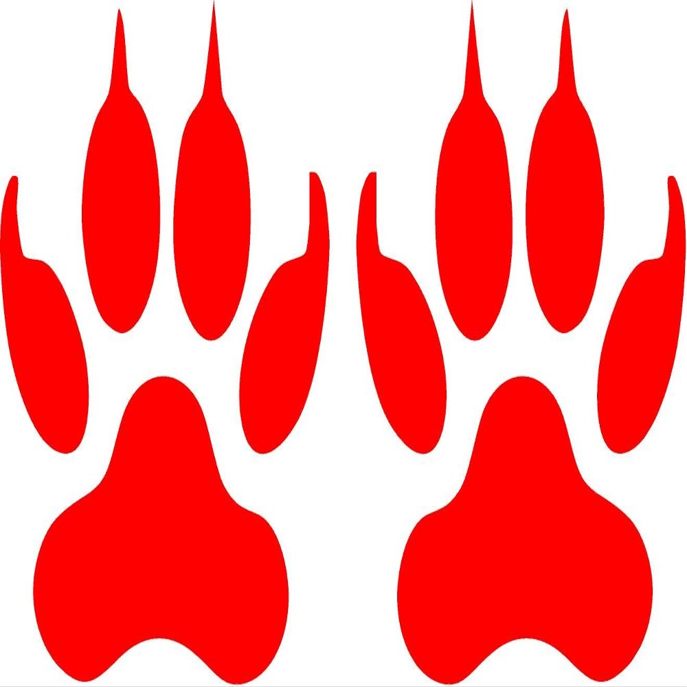 2 at 4 x 3 Wolf Paw Print Vinyl Decal Fun Bumper Sticker, Windows, Cars, Trucks, laptops, etc