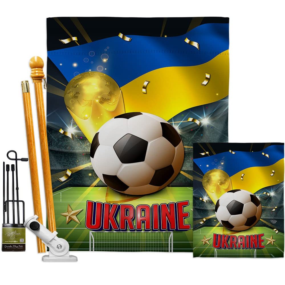 Ornament Collection World Cup Ukraine Banner Wall Art Flag Poles for Outside House Stand Outdoor Decorations Garden Tapestry Yard Signs FIFA Team Qatar Trophy Soccer Game Football Gifts, Made in USA