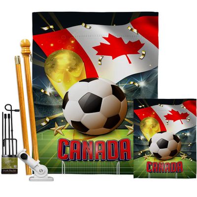 Ornament Collection World Cup Canada Banner Wall Art Flag Poles for Outside House Stand Outdoor Decorations Garden Tapestry Yard Signs FIFA Team Qatar Trophy Soccer Game Football Gifts, Made in USA