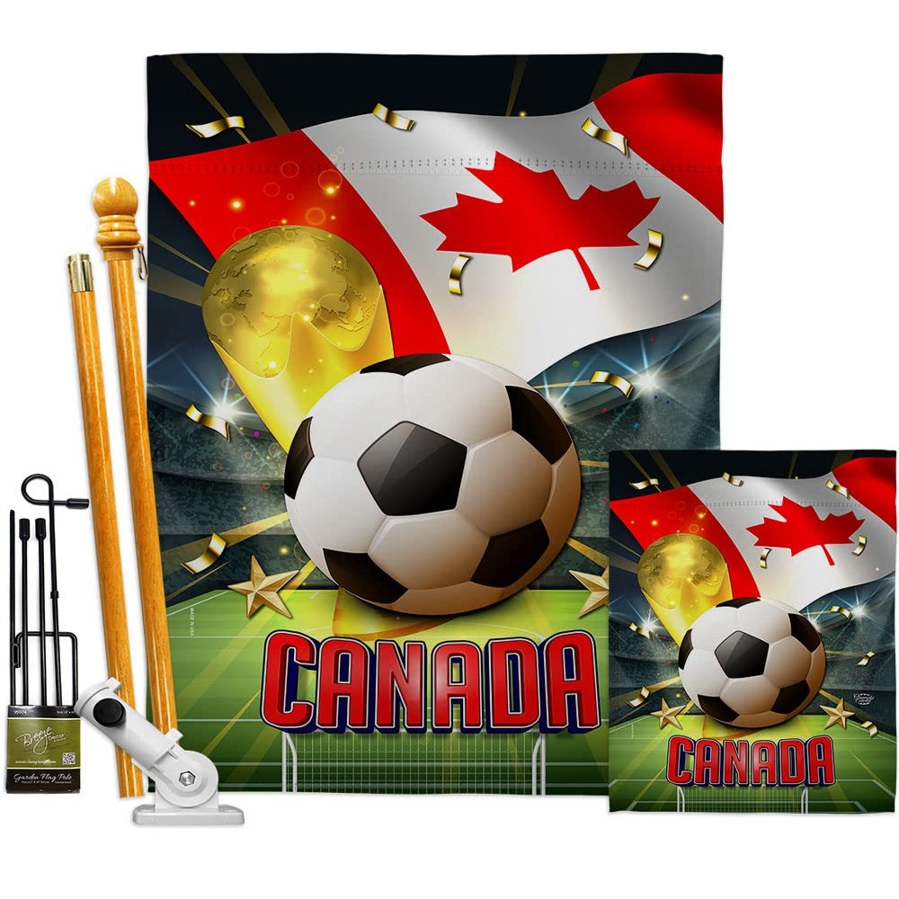 Ornament Collection World Cup Canada Banner Wall Art Flag Poles for Outside House Stand Outdoor Decorations Garden Tapestry Yard Signs FIFA Team Qatar Trophy Soccer Game Football Gifts, Made in USA