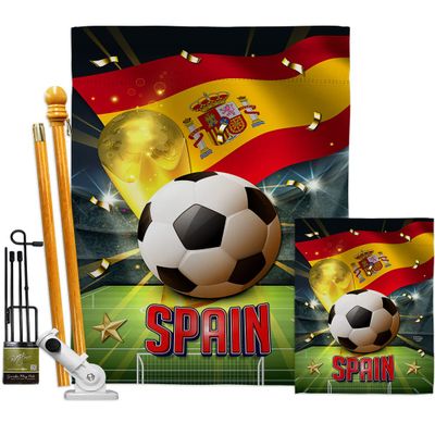 Ornament Collection World Cup Spain Banner Wall Art Flag Poles for Outside House Stand Outdoor Decorations Garden Tapestry Yard Signs FIFA Team Qatar Trophy Soccer Game Football Gifts, Made in USA