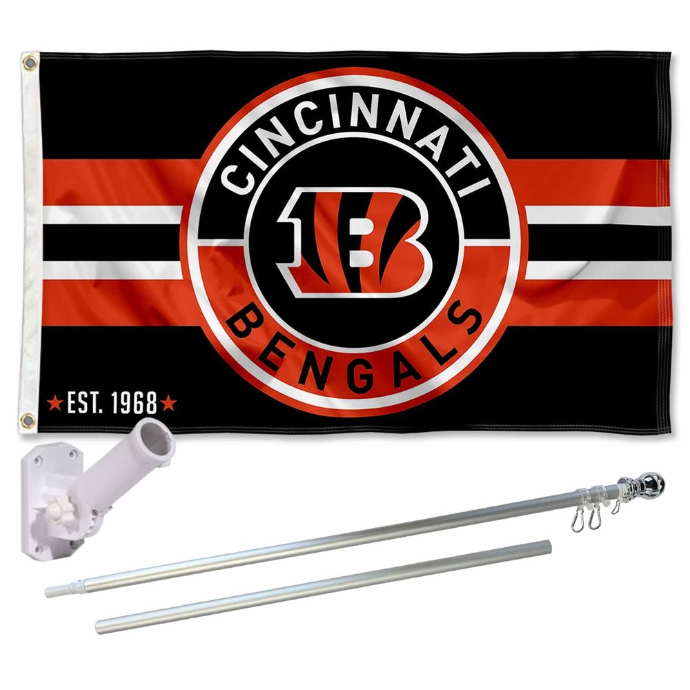 Cincinnati Bengals Patch Logo Flag Pole and Bracket Mount Kit