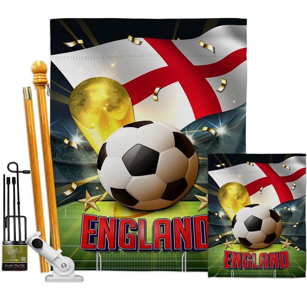 Ornament Collection World Cup England Banner Wall Art Flag Poles for Outside House Stand Outdoor Decorations Garden Tapestry Yard Signs FIFA Team Qatar Trophy Soccer Game Football Gifts, Made in USA