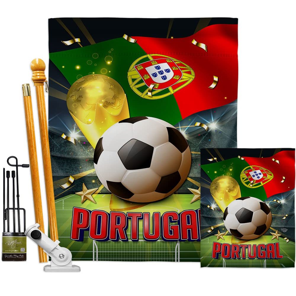 Ornament Collection World Cup Portugal Banner Wall Art Flag Poles for Outside House Stand Outdoor Decorations Garden Tapestry Yard Signs FIFA Team Qatar Trophy Soccer Game Football Gifts, Made in USA