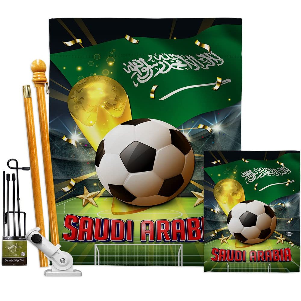 World Cup Saudi Arabia Banner Wall Art Flag Poles For Outside House Stand Outdoor Decorations Garden Tapestry Yard Signs FIFA Team Qatar Trophy Soccer Game Football Gifts Made In USA