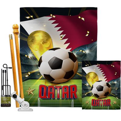 Ornament Collection World Cup Banner Wall Art Flag Poles for Outside House Stand Outdoor Decorations Garden Tapestry Yard Signs FIFA Team Qatar Trophy Soccer Game Football Gifts, Made in USA