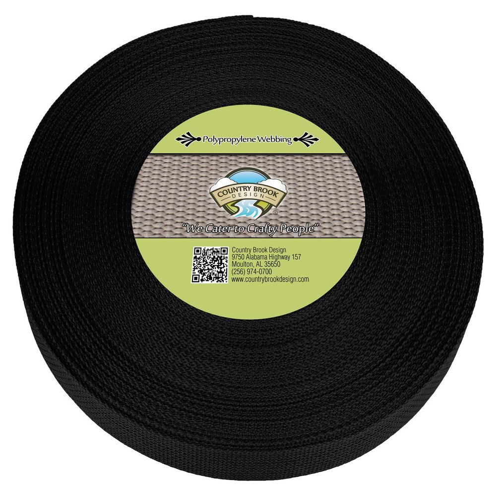Country Brook Design - 3/4 Inch Black Polypropylene (Polypro) Webbing, 100 Yards