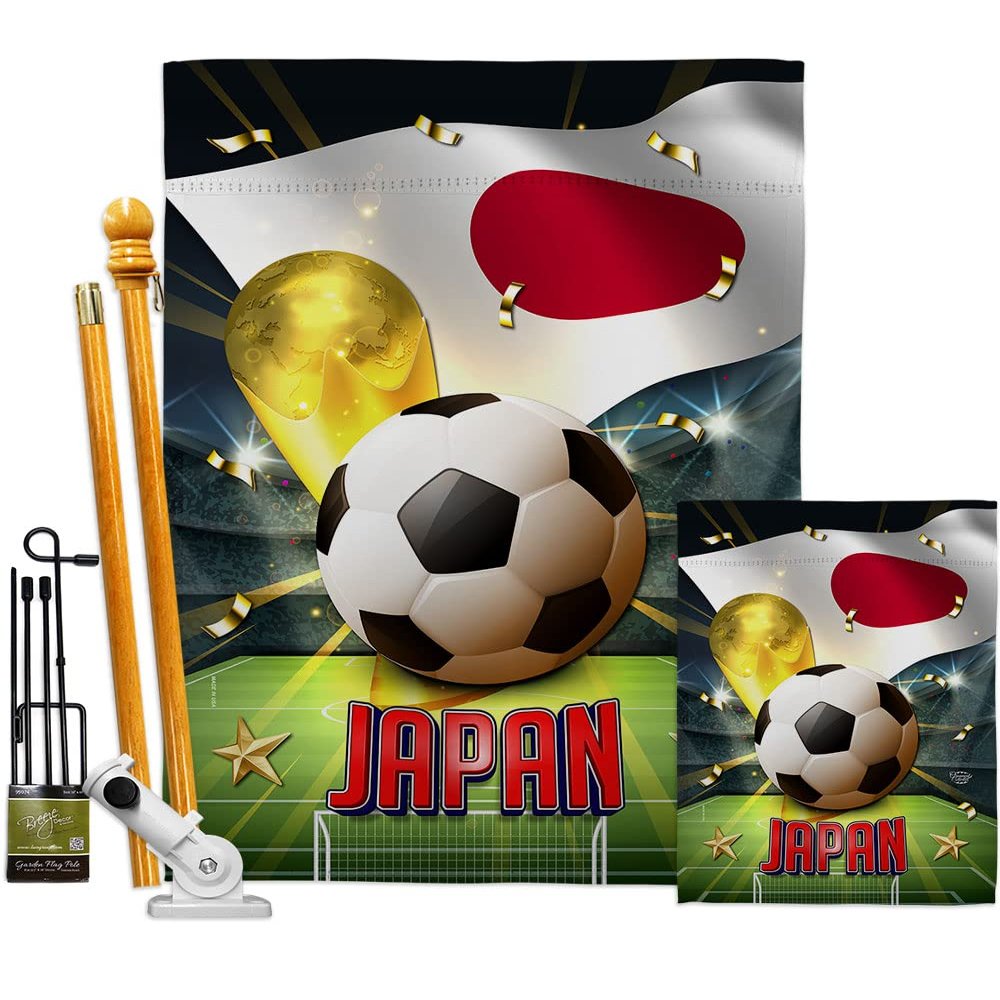 Ornament Collection World Cup Japan Banner Wall Art Flag Poles for Outside House Stand Outdoor Decorations Garden Tapestry Yard Signs FIFA Team Qatar Trophy Soccer Game Football Gifts, Made in USA