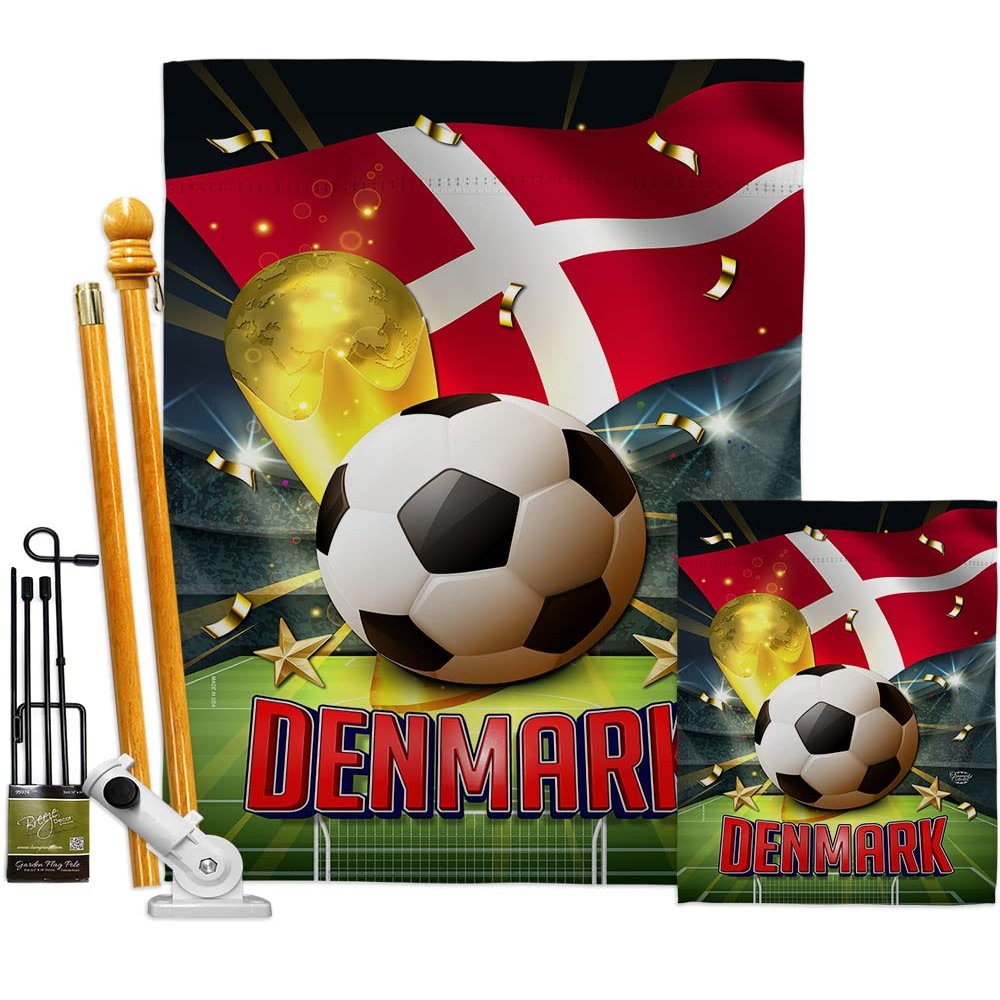 Ornament Collection World Cup Denmark Banner Wall Art Flag Poles for Outside House Stand Outdoor Decorations Garden Tapestry Yard Signs FIFA Team Qatar Trophy Soccer Game Football Gifts, Made in USA