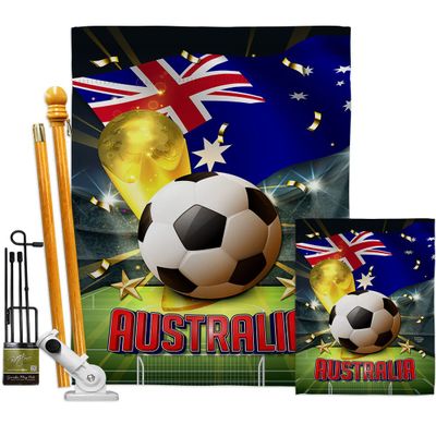 Ornament Collection World Cup Australia Banner Wall Art Flag Poles for Outside House Stand Outdoor Decorations Garden Tapestry Yard Signs FIFA Team Qatar Trophy Soccer Game Football Gifts, Made In USA