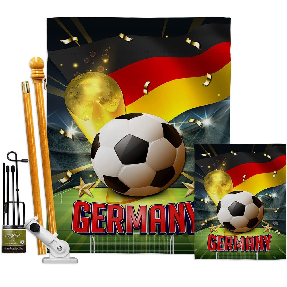 Ornament Collection World Cup Germany Banner Wall Art Flag Poles for Outside House Stand Outdoor Decorations Garden Tapestry Yard Signs FIFA Team Qatar Trophy Soccer Game Football Gifts, Made in USA