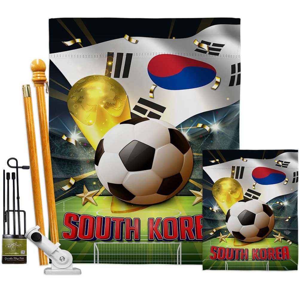 World Cup South Korea Banner Wall Art Flag Poles For Outside House Stand Outdoor Decorations Garden Tapestry Yard Signs FIFA Team Qatar Trophy Soccer Game Football Gifts Made In USA