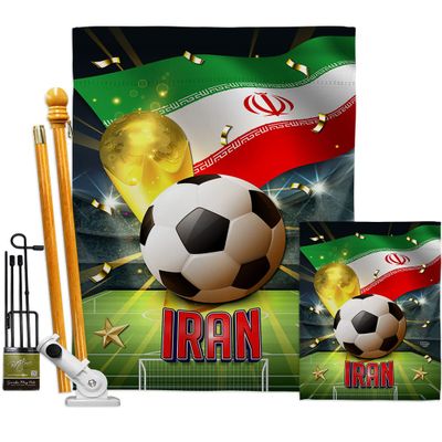 Ornament Collection World Cup Iran Banner Wall Art Flag Poles for Outside House Stand Outdoor Decorations Garden Tapestry Yard Signs FIFA Team Qatar Trophy Soccer Game Football Gifts, Made in USA
