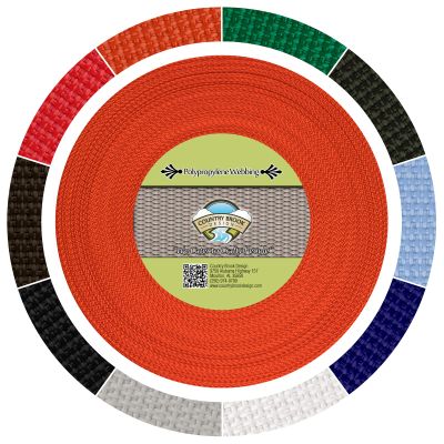 Country Brook Design - 3/4 Inch Orange Polypropylene (Polypro) Webbing, 100 Yards