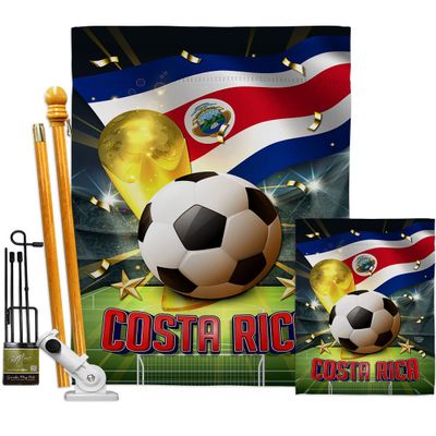World Cup Costa Rica Banner Wall Art Flag Poles For Outside House Stand Outdoor Decorations Garden Tapestry Yard Signs FIFA Team Qatar Trophy Soccer Game Football Gifts Made In USA
