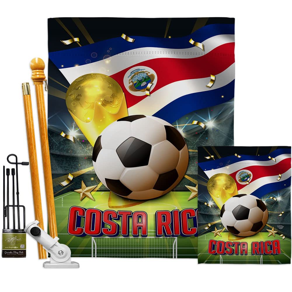 World Cup Costa Rica Banner Wall Art Flag Poles For Outside House Stand Outdoor Decorations Garden Tapestry Yard Signs FIFA Team Qatar Trophy Soccer Game Football Gifts Made In USA