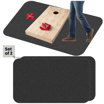 2 Cornhole Mats Prevent Cornhole Board from Slipping, Pitch Pad Keep Tossing Bags Clean and Secure Footing, Gray, 51inch x72 inch (2 Mats)