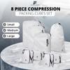 8 Piece Compression Packing Cubes Set - Double Capacity Design for Travel - Small, Medium & Large Sizes - Carry-On Suitcase Organizer Bags (White) view 2