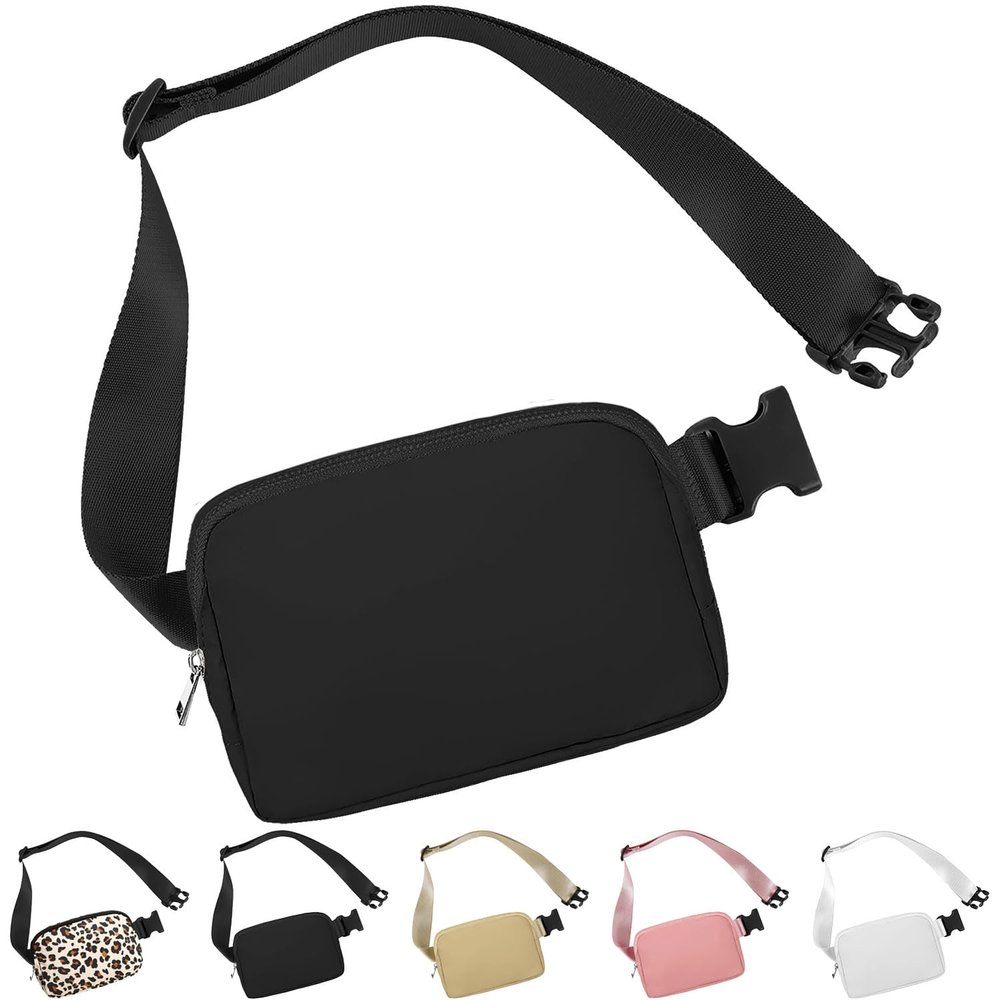Favuit Mini Belt Bag Fanny Pack for Women, Crossbody Waist Packs Lightweight Fashion Bum Bag with Adjustable Strap for Travel Hiking Festivals Everyday Essentials (Black)