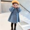 Toddler Kids Baby Girls Boys Solid Coat Elegant Notched Collar Double Breasted Jacket Wool Coat Girls (Blue, 4-5 Years) view 2