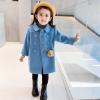 Toddler Kids Baby Girls Boys Solid Coat Elegant Notched Collar Double Breasted Jacket Wool Coat Girls (Blue, 4-5 Years) view 3