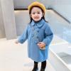 Toddler Kids Baby Girls Boys Solid Coat Elegant Notched Collar Double Breasted Jacket Wool Coat Girls (Blue, 4-5 Years) view 4