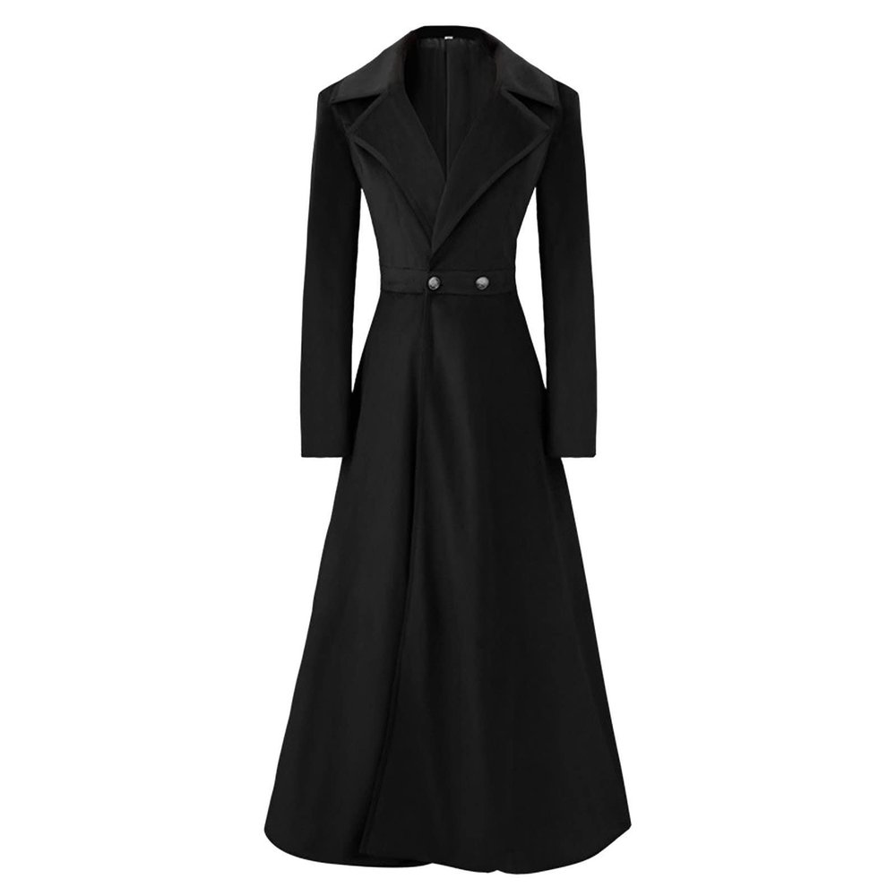 HGps8w Women's Winter Maxi Coats Lapel Wool Blend Long Peacoat Trench Ladies Elegant Slim Jacket Parka Outwear