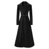 HGps8w Women's Winter Maxi Coats Lapel Wool Blend Long Peacoat Trench Ladies Elegant Slim Jacket Parka Outwear view 1