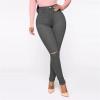 High Waist Ripped Skinny Jeans for Women Distressed Butt Lift Pencil Denim Pants Slim Washed Stretch Jean Trousers (Grey,4X-Large) view 4
