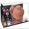 Better Display Cases Acrylic Display Case for Full Size Football and Mini Helmet - Large Rectangle Box with Mirror Case, Yellow Risers, Wall Mount and Mirror Base 19.25" x 8.25" x 8" (B47/A103) view 1