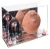 Better Display Cases Acrylic Display Case for Full Size Football and Mini Helmet - Large Rectangle Box with Mirror Case, Pink Risers and Mirror Base 19.25" x 8.25" x 8" (B47/A103) view 1