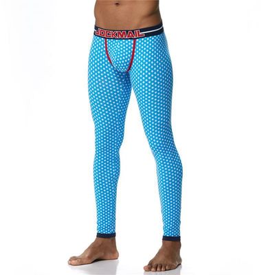 JOCKMAIL Long Johns Pants Men Thermal Underwear Cotton Printed Mens Thermal Underwear Sleeping Bottoms Leggings Pant (as1, Alpha, x_l, Regular, Regular, Blue 2, X-Large)
